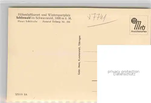 AK / Ansichtskarte Schoenwald Schwarzwald Teilansicht Kat. Schoenwald im Schwarzwald