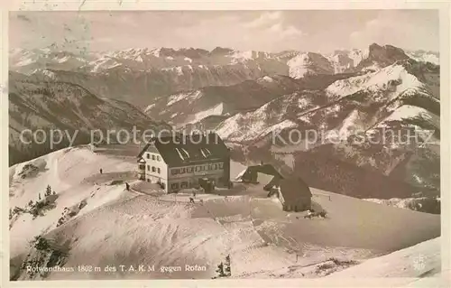 AK / Ansichtskarte Rotwandhaus Berghaus gegen Rofan Alpenpanorama im Winter Kat. Schliersee