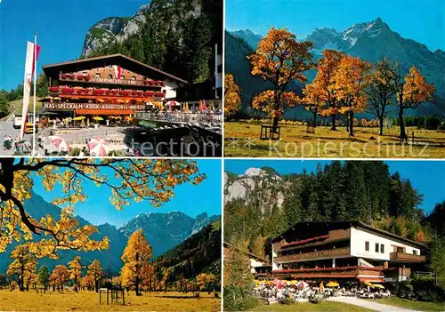 AK / Ansichtskarte Eng Hinterriss Tirol Alpengasthof Alpencafe Grosser Ahornboden Herbststimmung