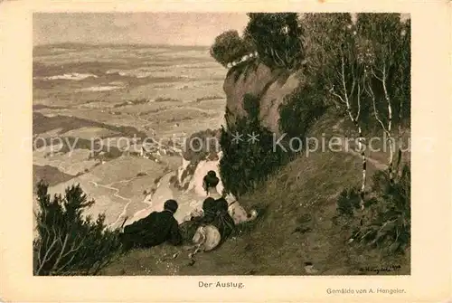 AK / Ansichtskarte Kuenstlerkarte A. Hengeler Der Ausflug  Kat. Kuenstlerkarte