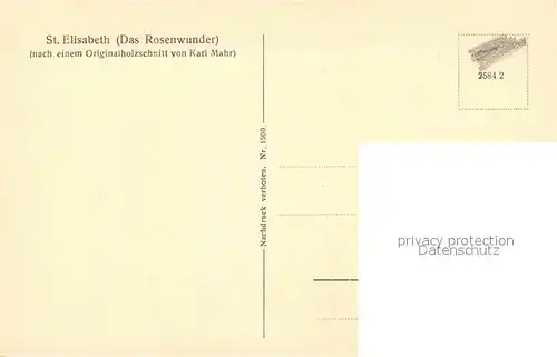 AK / Ansichtskarte Kuenstlerkarte Holzschnitt Karl Mahr St. Elisabeth Das Rosenwunder Kat. Kuenstlerkarte