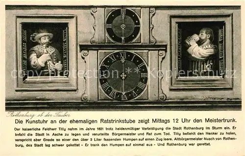 AK / Ansichtskarte Uhren Kunstuhr Ratstrinkstube Meistertrunk Rothenburg Tauber  Kat. Technik