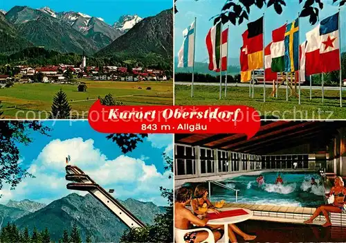 AK / Ansichtskarte Oberstdorf Skisprungschanze Hallenbad Kat. Oberstdorf