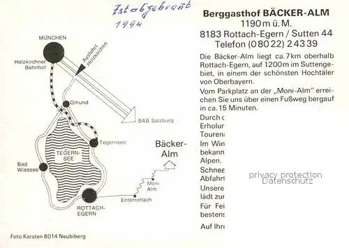 AK / Ansichtskarte Rottach Egern Berggasthof Baecker Alm Kat. Rottach Egern