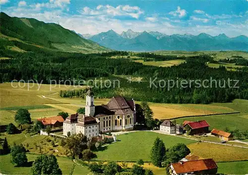 AK / Ansichtskarte Steingaden Oberbayern Wieskirche Fliegeraufnahme Kat. Steingaden