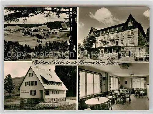 AK / Ansichtskarte Schoenwald Schwarzwald Kurhaus Viktoria mit Hermann Kern Haus Gastraum Kat. Schoenwald im Schwarzwald