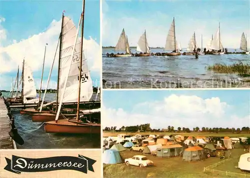 AK / Ansichtskarte Lembruch Duemmersee Bootssteg Segelboote Campingplatz