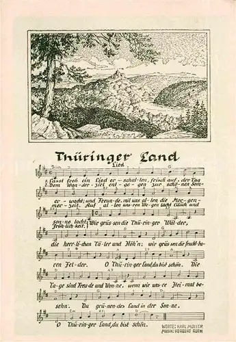 AK / Ansichtskarte Liederkarte Thueringer Land  Kat. Musik