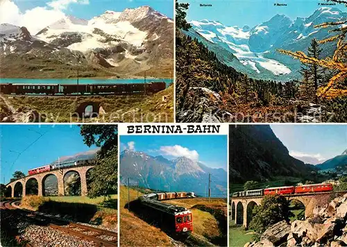 AK / Ansichtskarte Eisenbahn Bernina Bahn Lago Bianco Brusio Alp Gruem  Kat. Eisenbahn