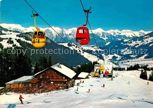 AK / Ansichtskarte Seilbahn Rinerberg Mittelstation Begrhaus Gobeli Zweisimmen  Kat. Bahnen