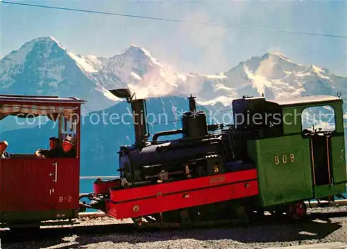 AK / Ansichtskarte Lokomotive Schynige Platte Eiger Moench Jungfrau  Kat. Eisenbahn