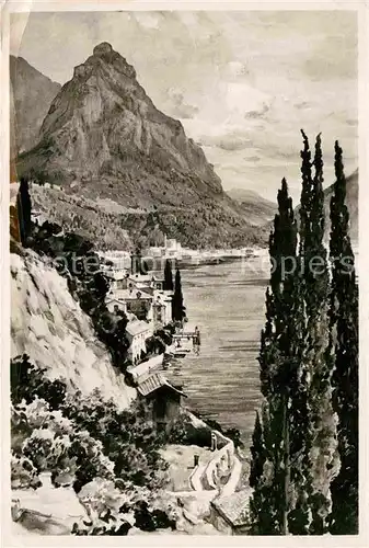 AK / Ansichtskarte Oria e San Mamette Lago di Luganon Kuenstlerkarte Kat. Spanien