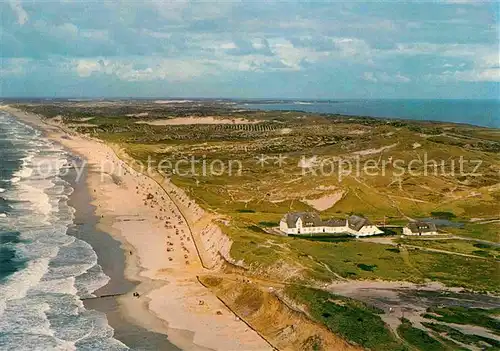 AK / Ansichtskarte Kampen Sylt Haus Kliffende Nordseeinsel Fliegeraufnahme Kat. Kampen (Sylt)