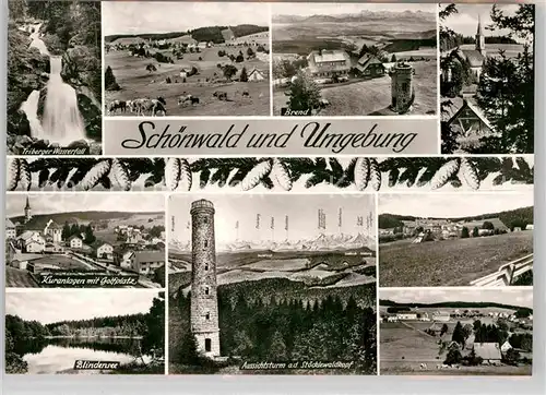 AK / Ansichtskarte Schoenwald Schwarzwald Triberger Wasserfall Kuranlagen Blindensee Brend Stoecklewaldkopfturm Kat. Schoenwald im Schwarzwald