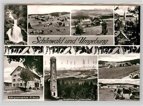 AK / Ansichtskarte Schoenwald Schwarzwald Wasserfall Triberg Muettergenesungsheim Sankt Marien Brend Kat. Schoenwald im Schwarzwald