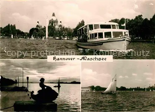AK / Ansichtskarte Hannover Maschsee Faehrschiff Segelboote Meerjungfrau Kat. Hannover