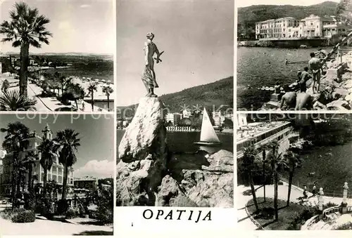 AK / Ansichtskarte Opatija Istrien Badestrand Statue