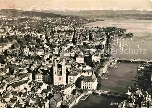 AK / Ansichtskarte Zuerich ZH Fliegeraufnahme mit See und Alpen