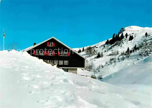 AK / Ansichtskarte Obersaxen GR Meilener Ferienhaus Miraniga Winterpanorama Alpen