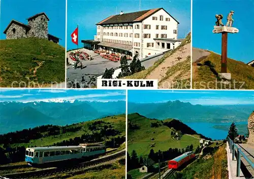 AK / Ansichtskarte Rigi Kulm Panorama Blick auf Berner Alpen und Pilatus Bergbahn See Kat. Rigi Kulm