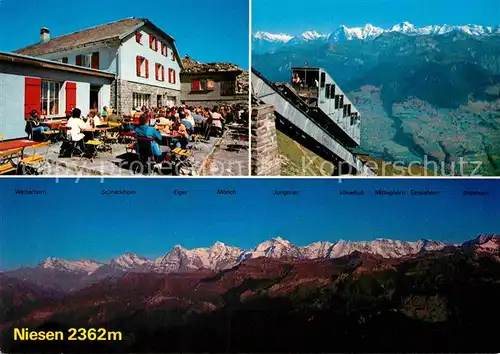 AK / Ansichtskarte Niesen Niesen Kulm Berghotel Restaurant Fernsicht Standseilbahn Alpenpanorama Kat. Niesen