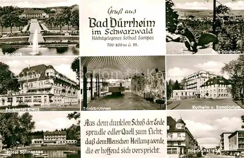 AK / Ansichtskarte Bad Duerrheim Kurpark Parkhotel Kreuz Hotel Salinensee Trinkbrunnen Sanatorium  Kat. Bad Duerrheim