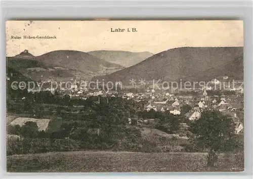 AK / Ansichtskarte Lahr Schwarzwald Stadtblick mit Ruine Hohen Geroldseck Kat. Lahr