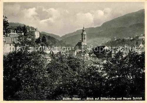 AK / Ansichtskarte Baden Baden Stiftskirche Neues Schloss Kat. Baden Baden