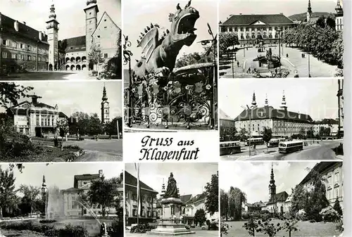 AK / Ansichtskarte Klagenfurt Woerthersee Marktplatz Hauptbahnhof Park Kirche Denkmal