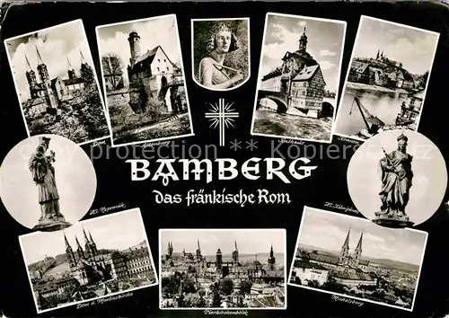 AK / Ansichtskarte Bamberg Dom Altenburg Rathaus Heiliger Nepomuk Michelsberg Kat. Bamberg