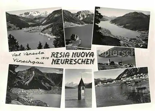 AK / Ansichtskarte Resia Nuova Neureschen Val Venosta Reschenpass Stausee 