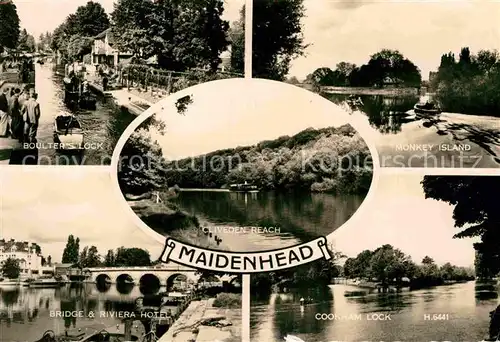 AK / Ansichtskarte Maidenhead Riverside Boulters Lock Monkey Island Cookham Lock Bridge Riviera Hotel Kat. Windsor and Maidenhead