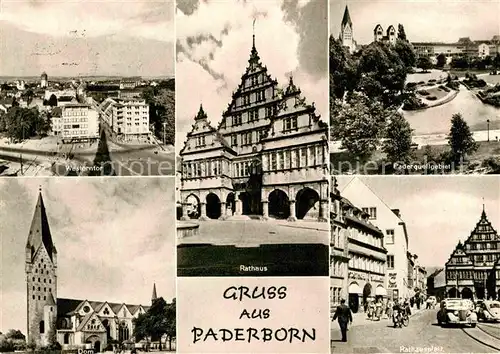 AK / Ansichtskarte Paderborn Westerntor Rathaus Paderquellgebiet Dom Rathausplatz Kat. Paderborn