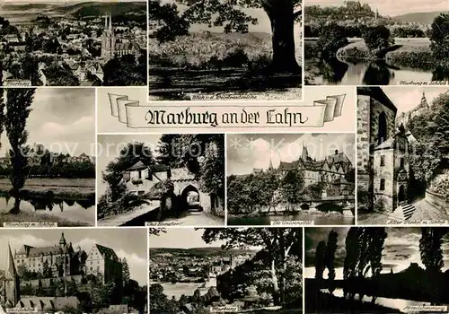 AK / Ansichtskarte Marburg Lahn Schloss Alter Winkel Universitaet Burgtor Abendstimmung Kat. Marburg