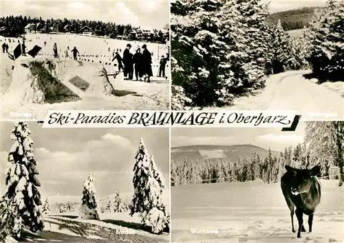 AK / Ansichtskarte Braunlage Skiparadies Wurmberg Brocken  Kat. Braunlage Harz