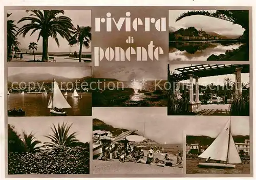 AK / Ansichtskarte Riviera di Ponente Strand Segelbote Palmen Kat. Italien
