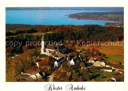 AK / Ansichtskarte Andechs Kloster Blick auf Ammersee Herbststimmung Fliegeraufnahme Kat. Andechs