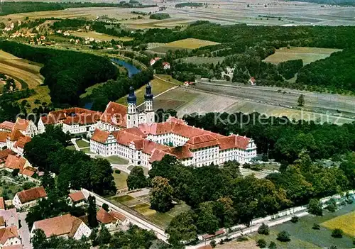 AK / Ansichtskarte Obermarchtal Klosterkirche mit Blick auf Rechtenstein Fliegeraufnahme Kat. Obermarchtal