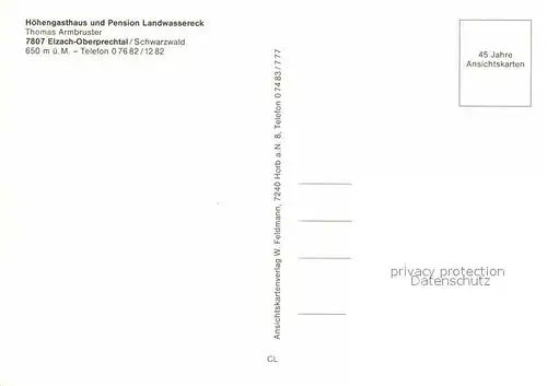 AK / Ansichtskarte Oberprechtal Hoehengasthaus Pension Landwassereck Schwarzwald Fliegeraufnahme Kat. Elzach