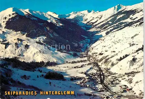 AK / Ansichtskarte Hinterglemm Saalbach Skiparadies mit Zwoelferkogel Fliegeraufnahme