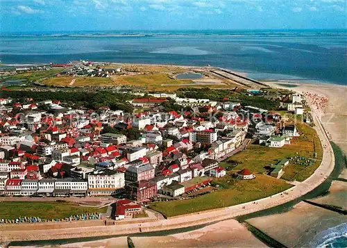 AK / Ansichtskarte Norderney Nordseebad Fliegeraufnahme mit Strand Kat. Norderney