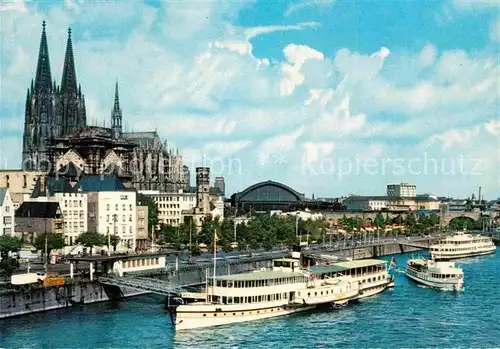 AK / Ansichtskarte Dampfer Seitenrad Koeln Dom Rhein  Kat. Schiffe