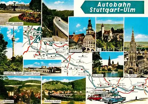 AK / Ansichtskarte Autobahn Stuttgart Ulm Aichelberg Viadukt Kirchheim Teck  Kat. Autos