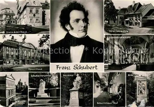 AK / Ansichtskarte Schubert Franz Konzerthaus Hoeldrichsmuehle Dreimaederlhaus Musikverein  Kat. Persoenlichkeiten
