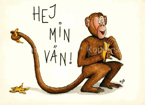 AK / Ansichtskarte Affen Banane Kuesntlerkarte  Kat. Tiere