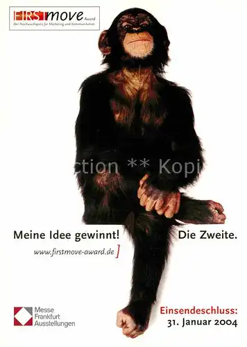 AK / Ansichtskarte Affen Werbung Firstmove Nachwuchspreis Marketing und Kommunikation Kat. Tiere