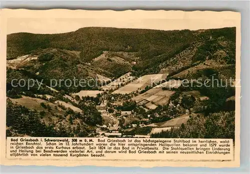 AK / Ansichtskarte Bad Griesbach Schwarzwald  Panorama Kat. Bad Peterstal Griesbach