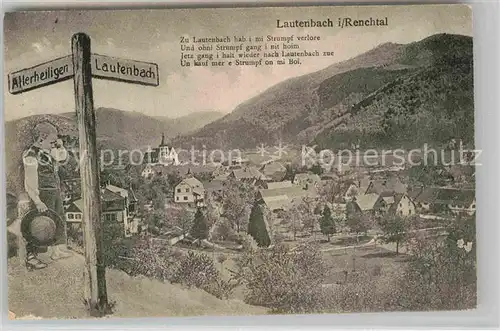 AK / Ansichtskarte Lautenbach Renchtal Panorama Wegweiser Kind Kat. Lautenbach