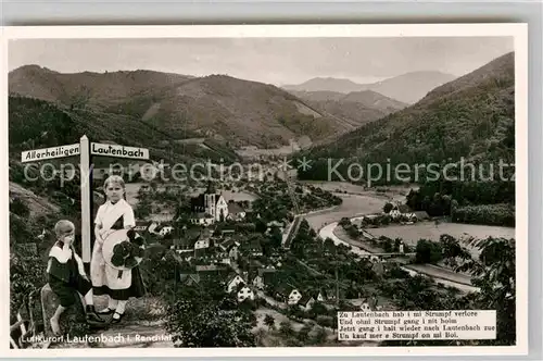 AK / Ansichtskarte Lautenbach Renchtal Panorama Wegweiser Kinder Kat. Lautenbach