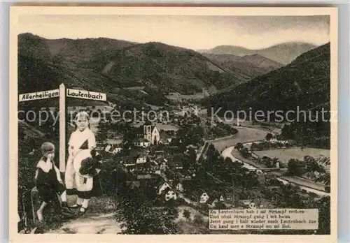 AK / Ansichtskarte Lautenbach Renchtal Panorama Wegweiser Kinder Kat. Lautenbach